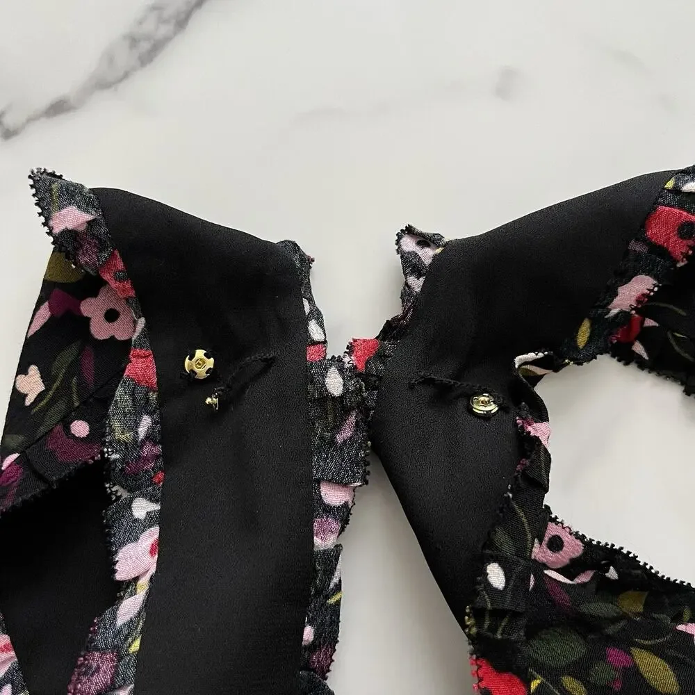 Kate Spade Ma Cherie Wide Leg Floral Jumpsuit Size 10 Preppy summer cherry print